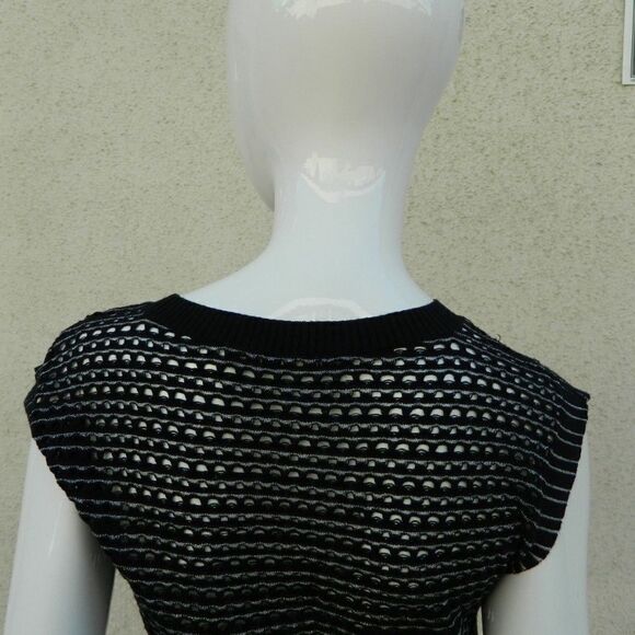 All Saints Sweater Dress Black Metallic Open Knit Fishnet Sexy Sheer Size 2 - Picture 4 of 8